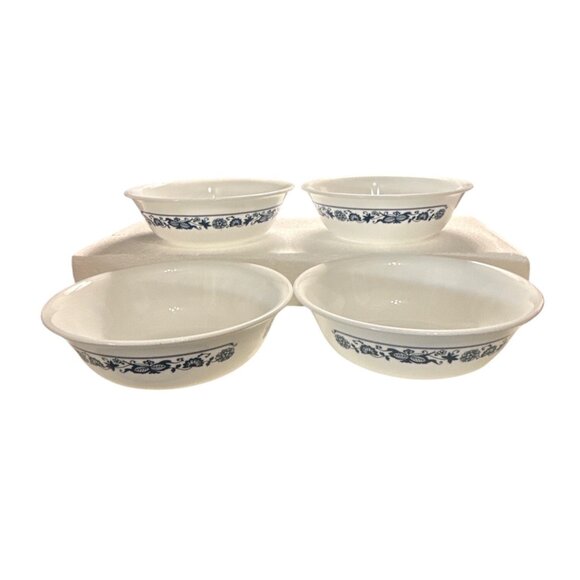4 Corelle By Corning 6.25" Old Town Blue Onion Floral Pattern Berry Bowls - Picture 1 of 6